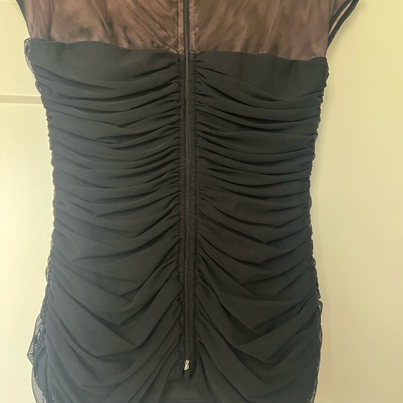 Bcbg blouse mesh Rutched bow brooch sexy cute formal flattering dress up y2k - Picture 3 of 4